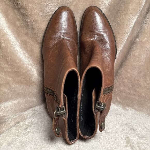 Stuart Weitzman‎ Ankle Boot Block Heel Cognac Brown Leather Bootie Women's Sz 6M - Picture 6 of 8